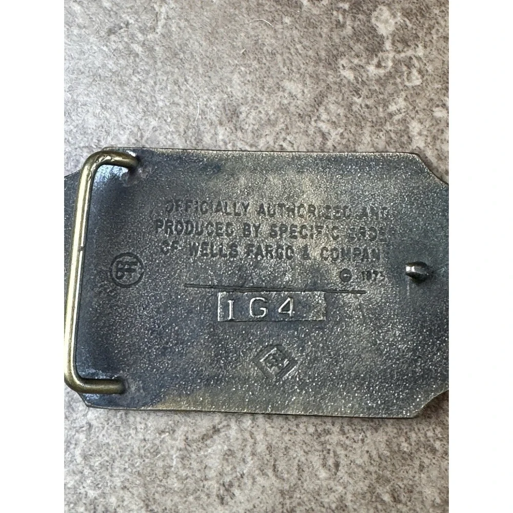 Vintage Wells Fargo & Co Brass Belt Buckle Since 1852 Stage Coach VTG 1973